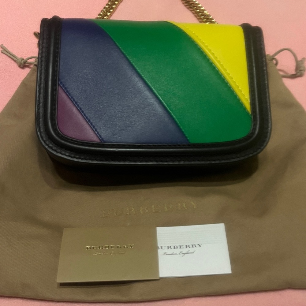 Burberry Runway Rainbow Stripe Crosslink Chain Bag Made in Italy w/Card Dust Bag - Picture 3 of 16